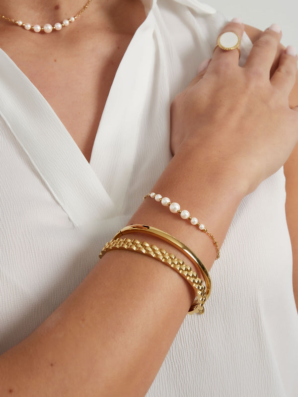 Bracelet Perles & Chaîne Dorée