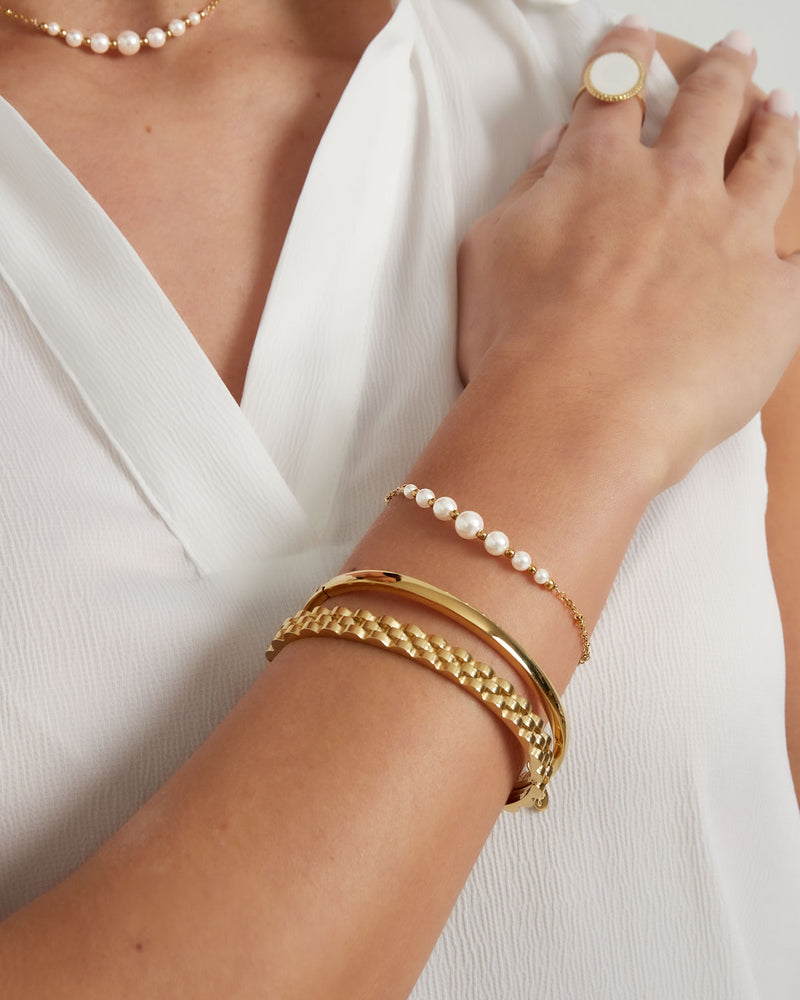 Bracelet Perles & Chaîne Dorée