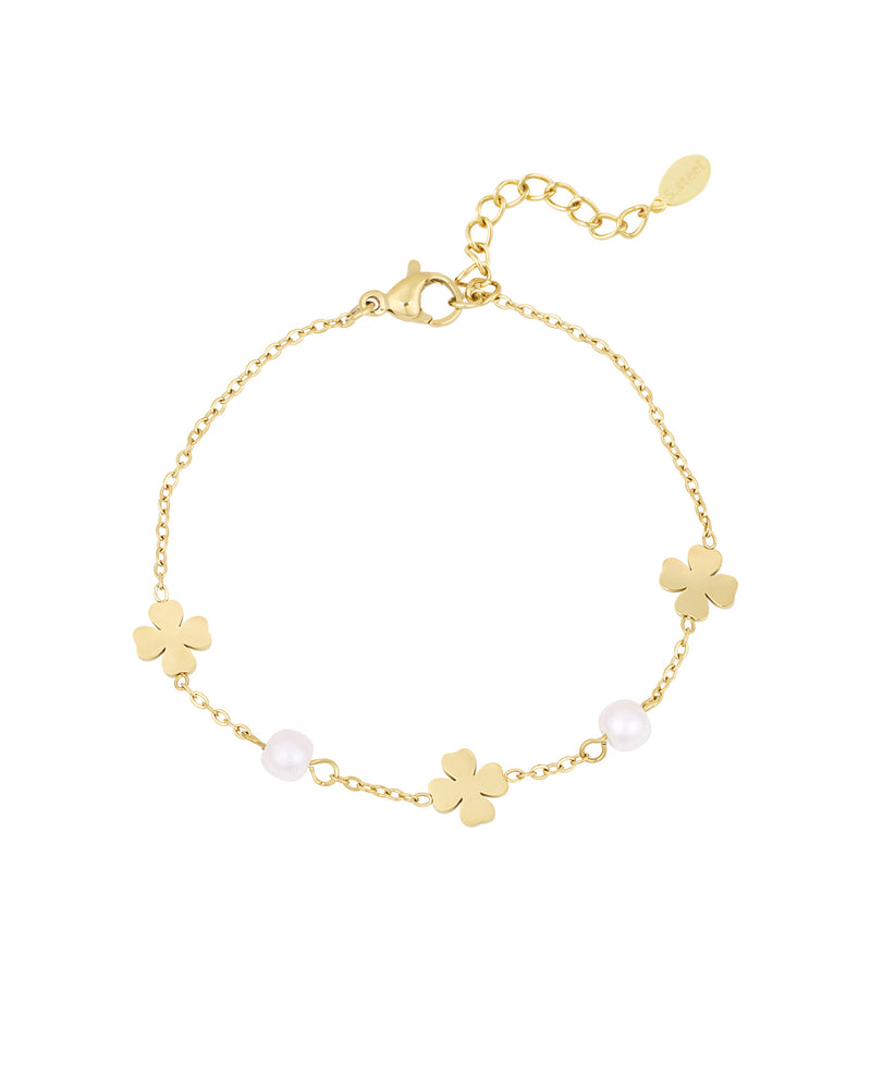 Bracelet Trèfles & Perles Dorées