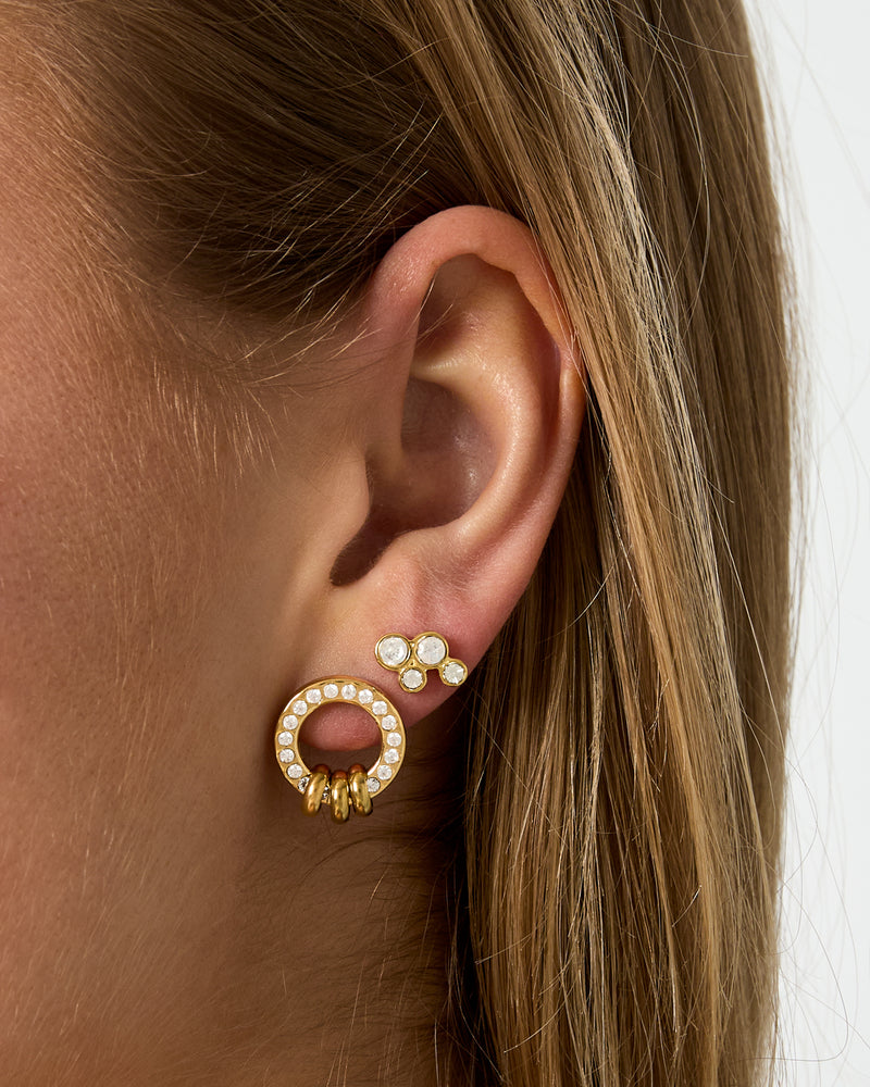 Puces Cercle Doré & Zircons Scintillants