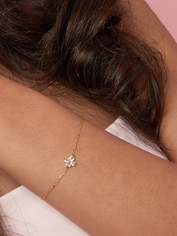 Bracelet Trèfle Doré & Zircons