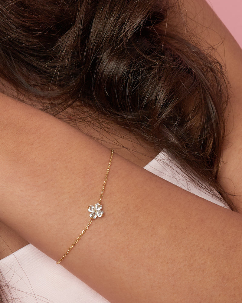Bracelet Trèfle Doré & Zircons