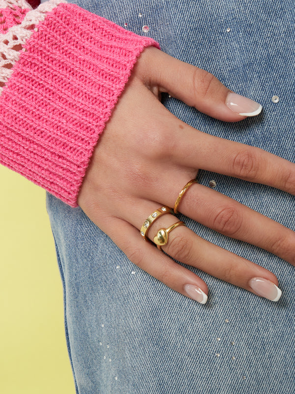 Anneau Doré & Strass Minimaliste