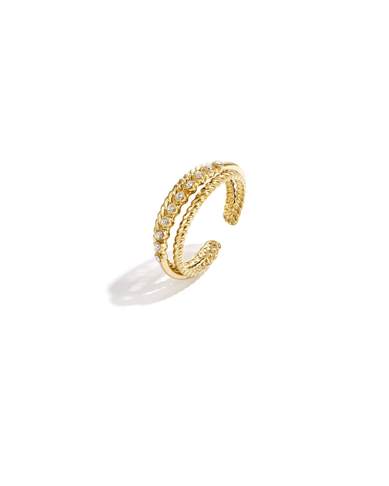 Bague Double Anneau Doré & Strass