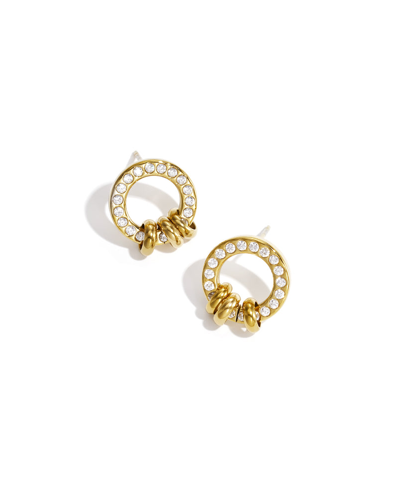 Puces Cercle Doré & Zircons Scintillants