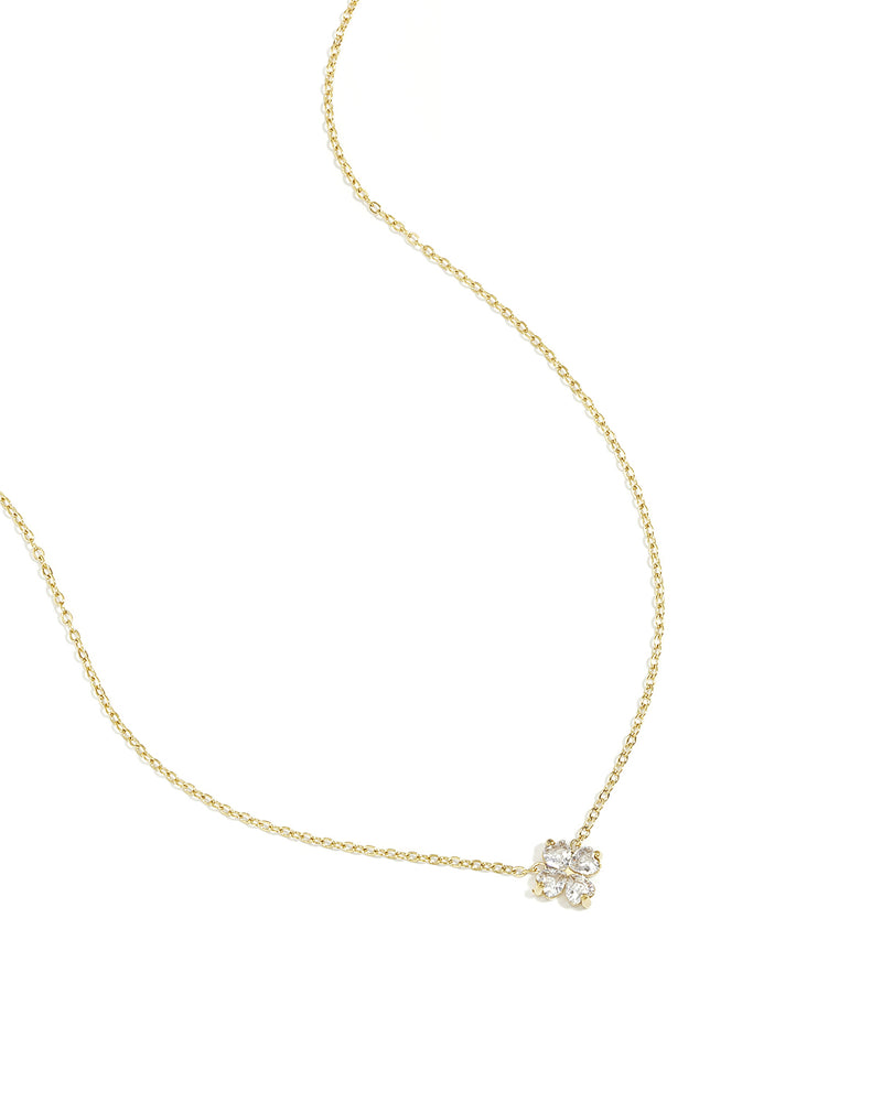 Collier Trèfle & Zircons Dorés