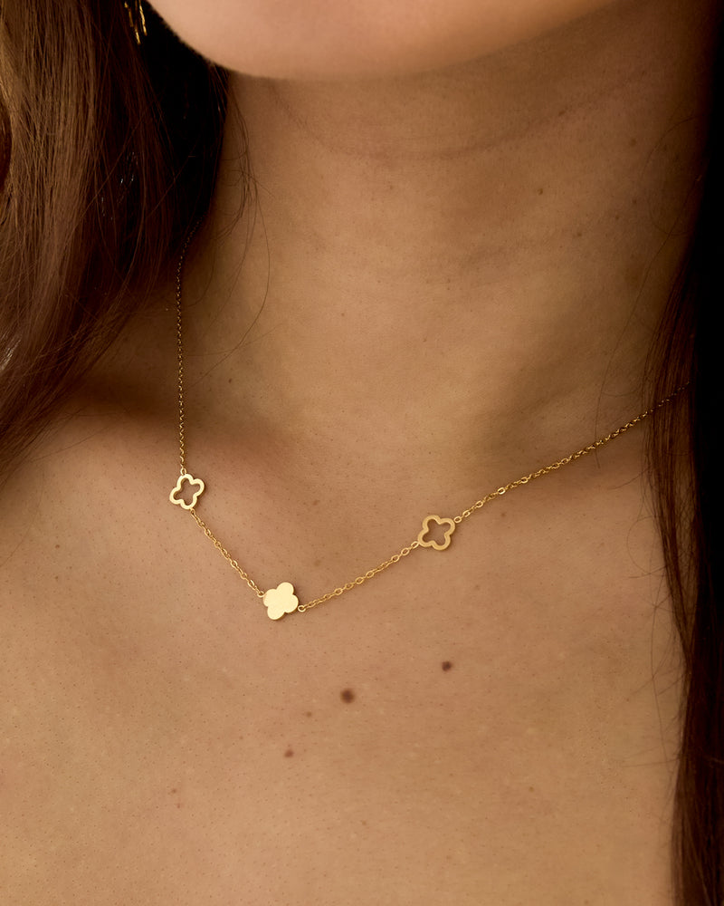 Collier Choker Trèfles Dorés