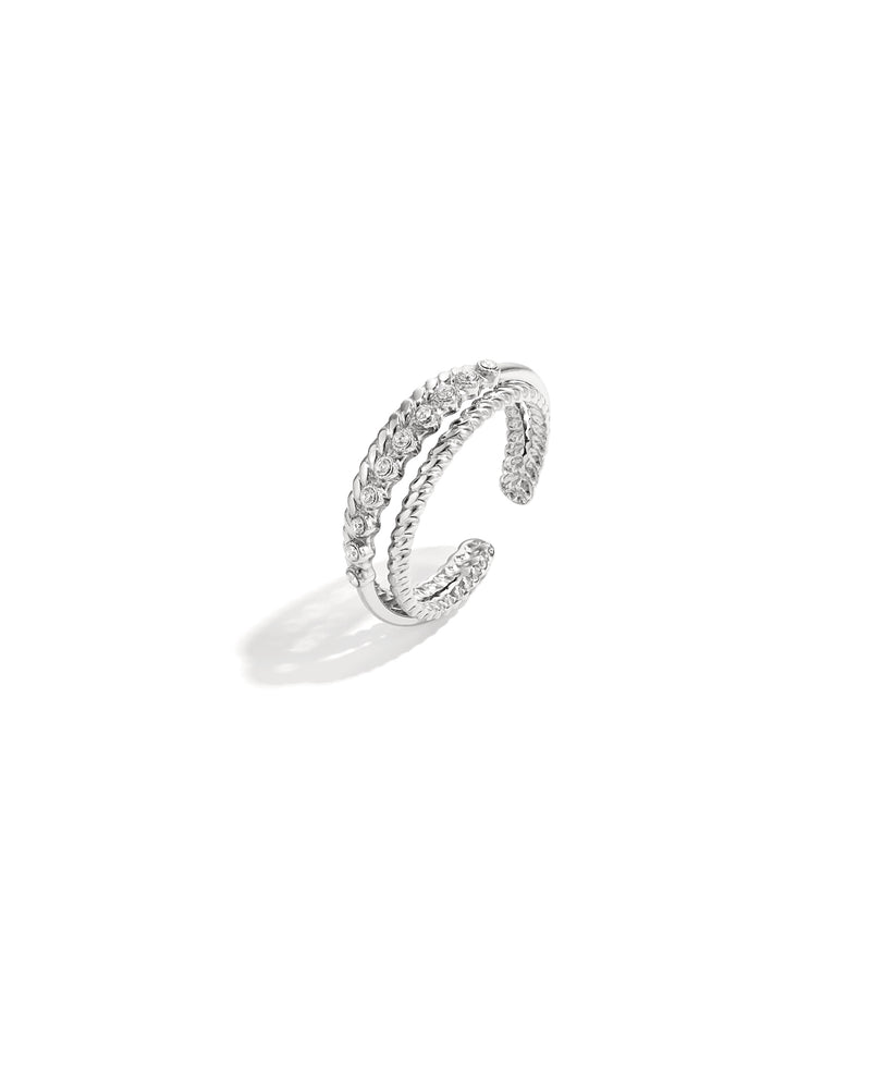 Bague Double Anneau Doré & Strass