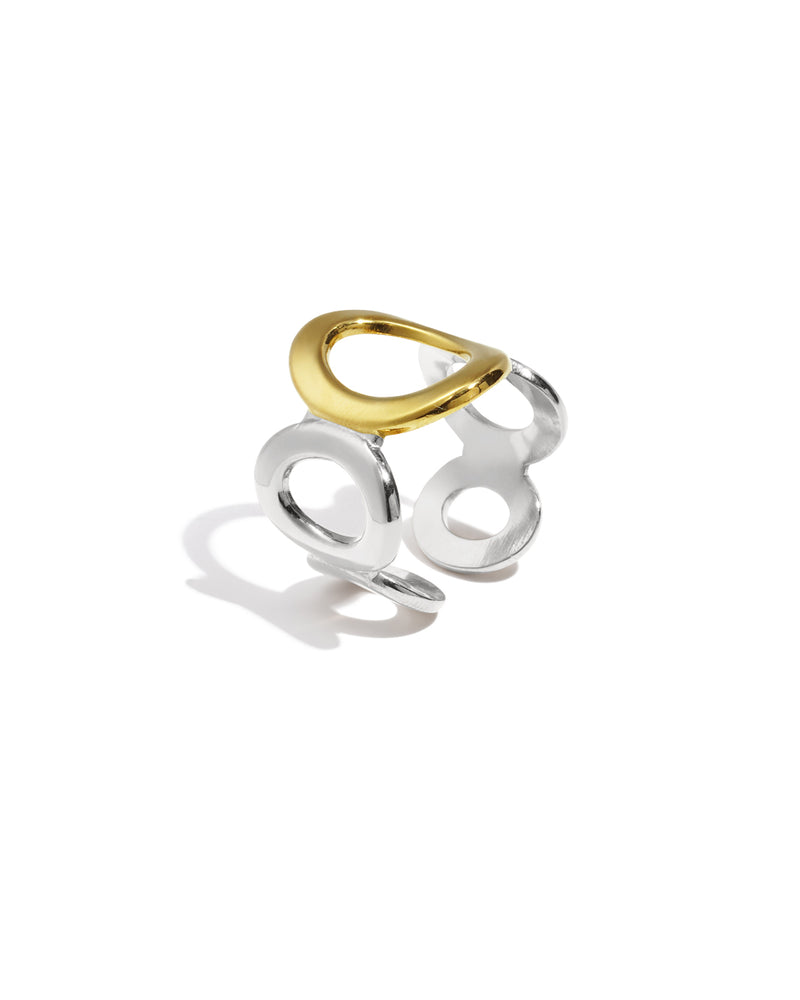 Bague Cercles Ouverts Dorée — Statement