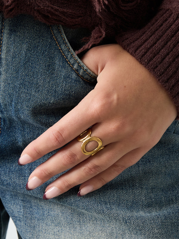 Bague Cercles Ouverts Dorée — Statement