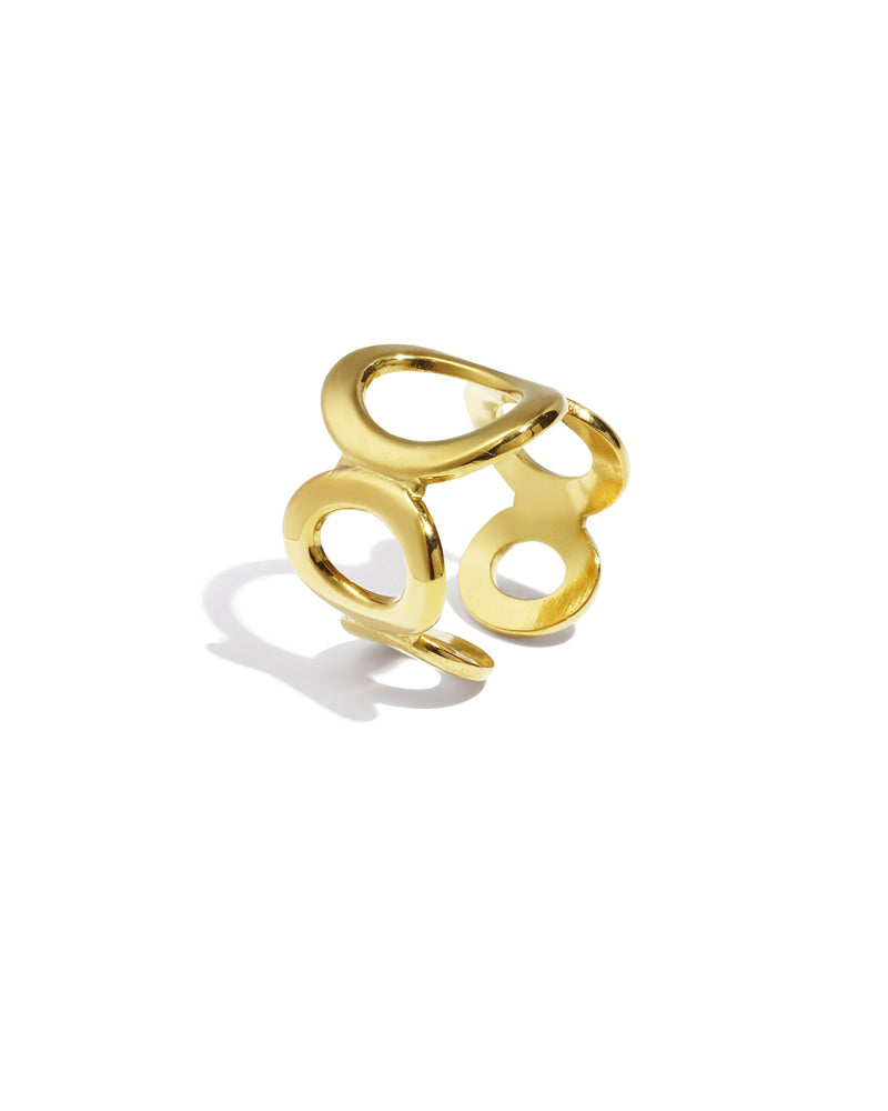 Bague Cercles Ouverts Dorée — Statement